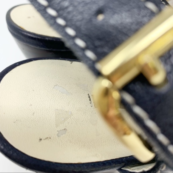 Max Studio Navy Stack Heel Sandal 8.5 - Picture 3 of 8